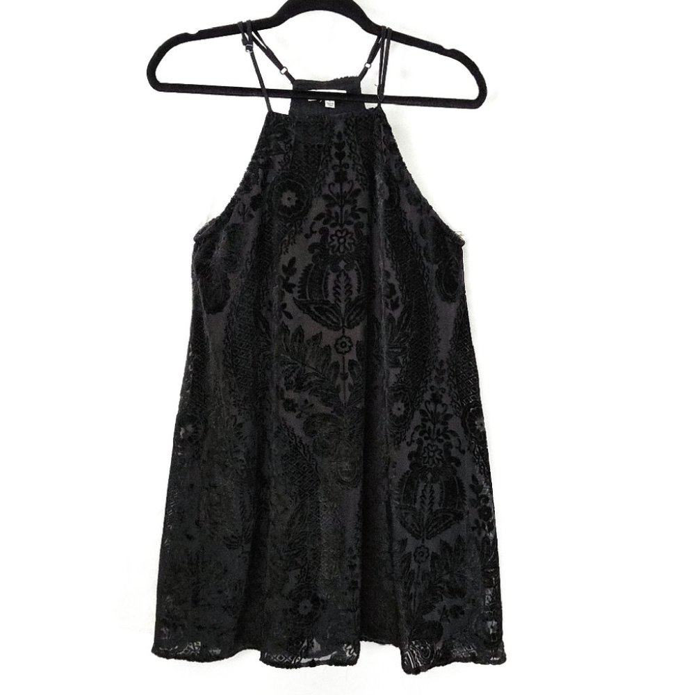 Francesca's Velour Lace Tent Dress Sleeveless Black Small